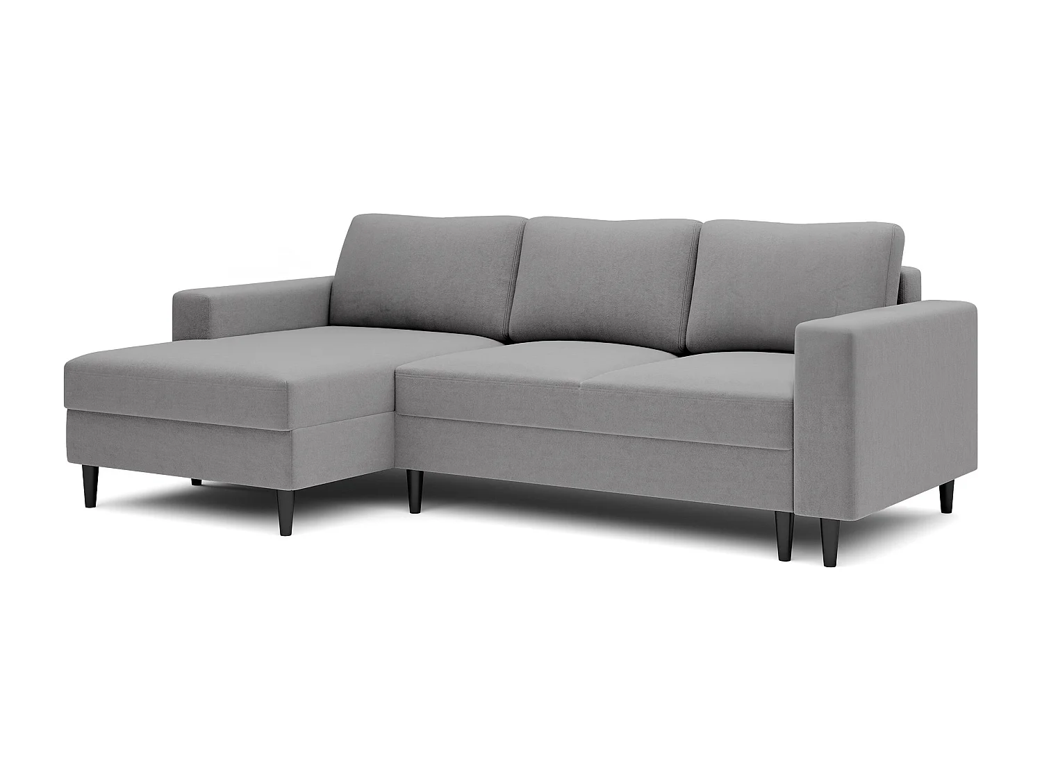Canapé d'angle - 230 cm - en L avec un coffre de rangement - velours hydrophobe - gris - côté gauche - NALIKA