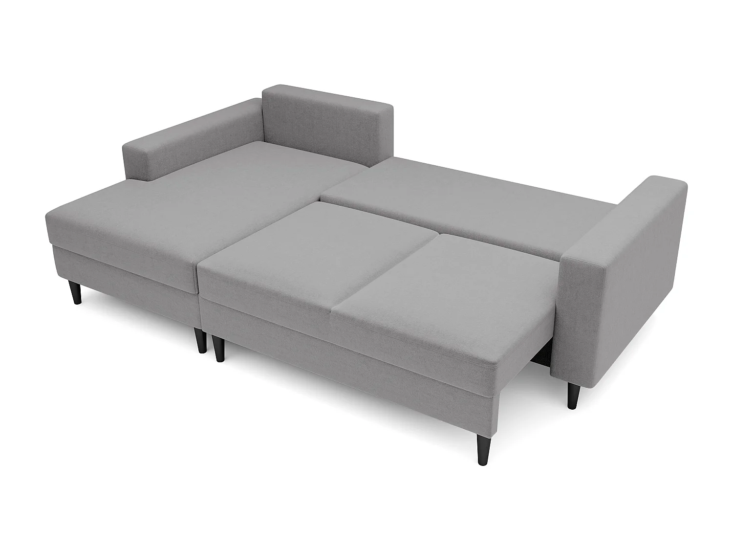 Canapé d'angle - 230 cm - en L avec un coffre de rangement - velours hydrophobe - gris - côté gauche - NALIKA