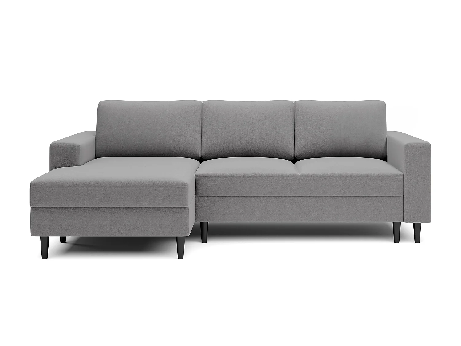 Canapé d'angle - 230 cm - en L avec un coffre de rangement - velours hydrophobe - gris - côté gauche - NALIKA