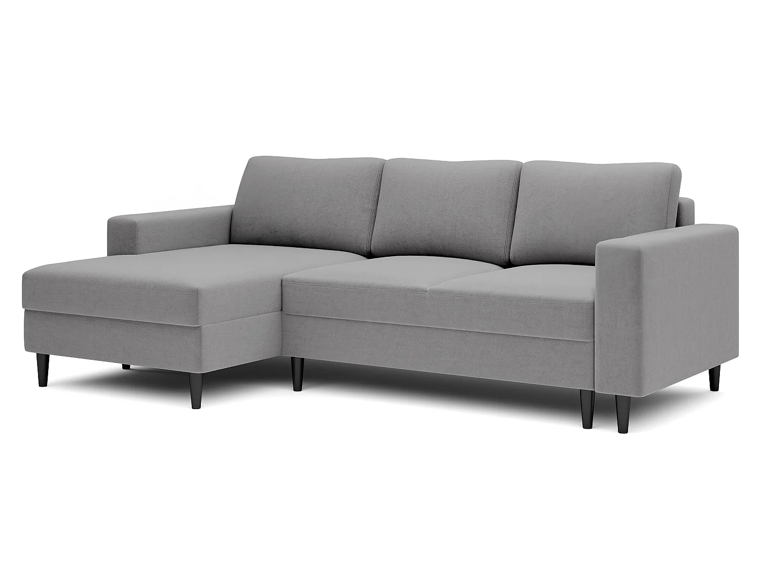 Canapé d'angle - 230 cm - en L avec un coffre de rangement - velours hydrophobe - gris - côté gauche - NALIKA