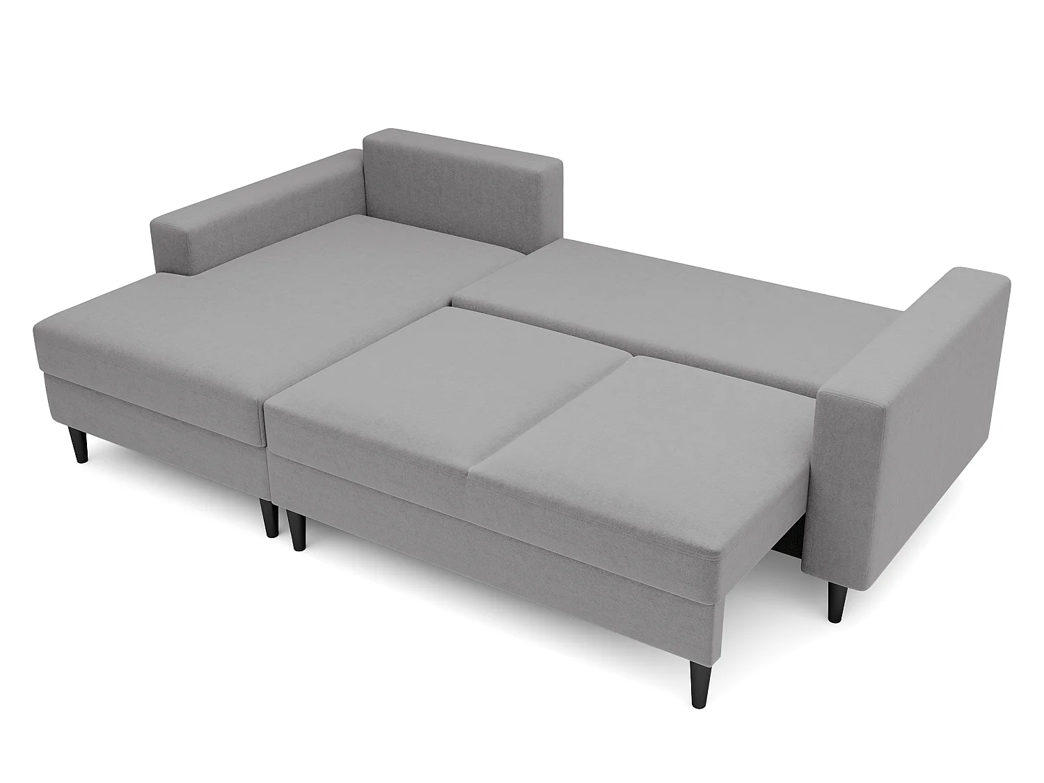 Canapé d'angle - 230 cm - en L avec un coffre de rangement - velours hydrophobe - gris - côté gauche - NALIKA