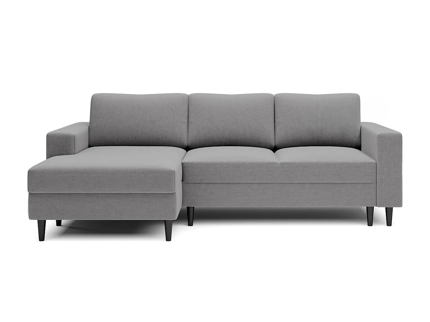 Canapé d'angle - 230 cm - en L avec un coffre de rangement - velours hydrophobe - gris - côté gauche - NALIKA