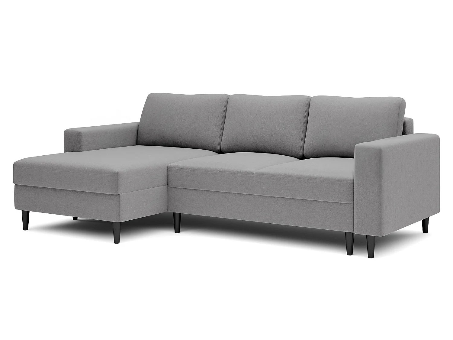 Canapé d'angle - 230 cm - en L avec un coffre de rangement - velours hydrophobe - gris - côté gauche - NALIKA