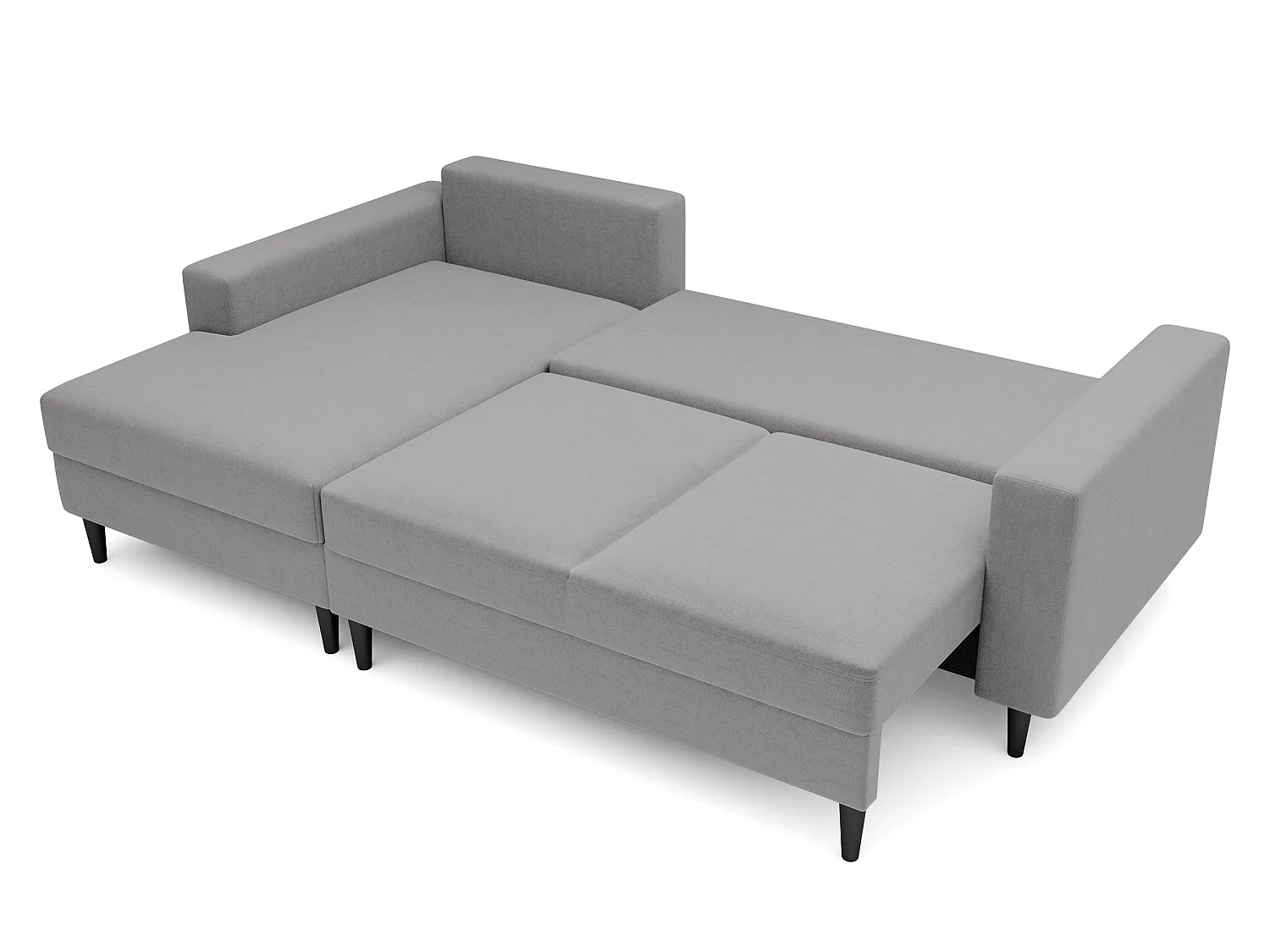 Canapé d'angle - 230 cm - en L avec un coffre de rangement - velours hydrophobe - gris - côté gauche - NALIKA