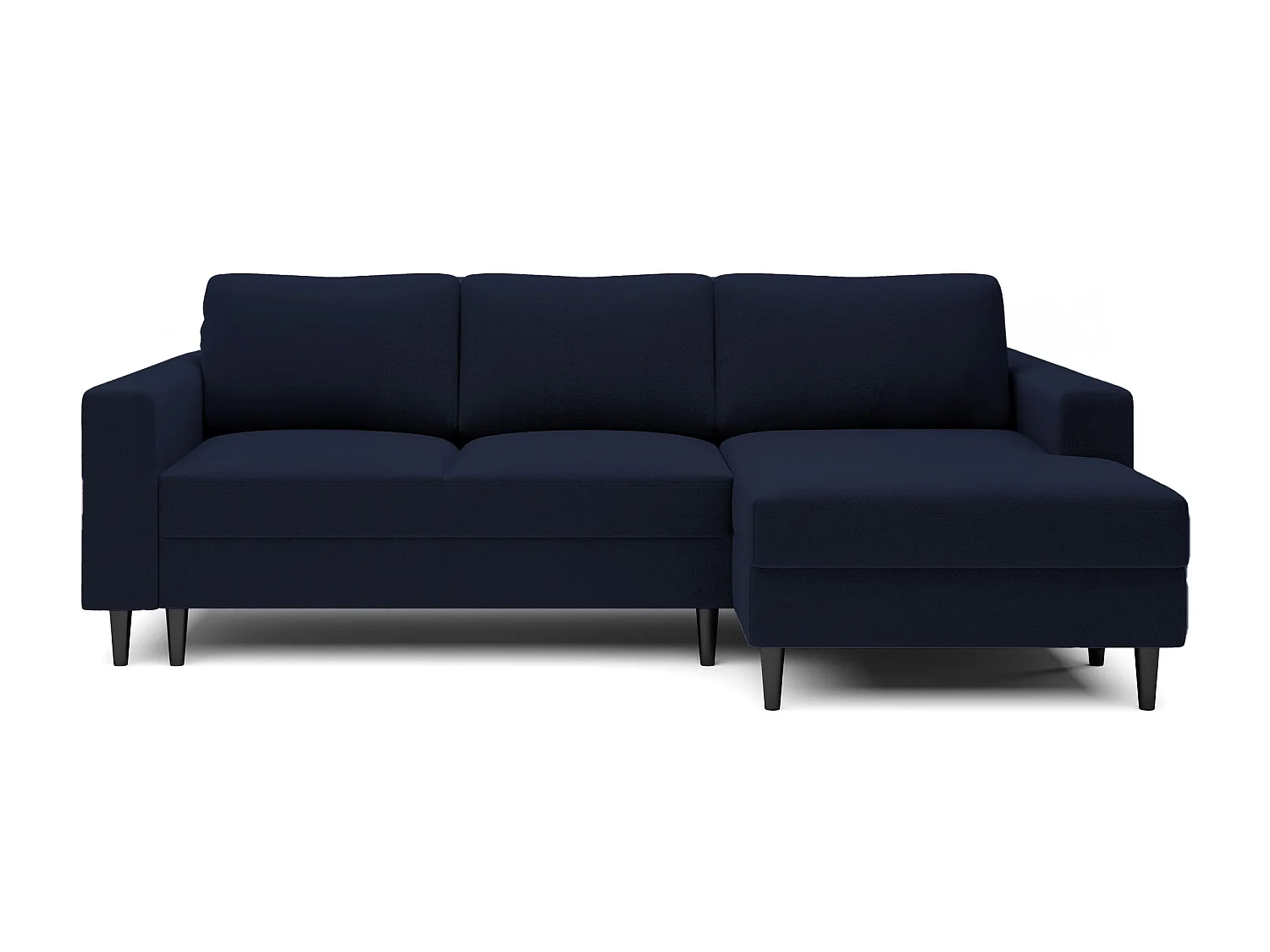Canapé d'angle - 230 cm - en L avec un coffre de rangement - velours hydrophobe - bleu marin - côté droit - NALIKA
