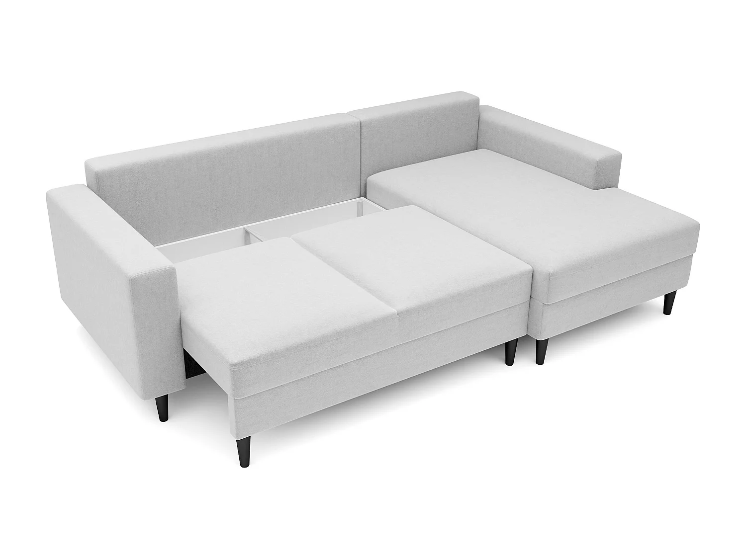 Canapé d'angle - 230 cm - en L avec un coffre de rangement - velours hydrophobe - crème - côté gauche - NALIKA