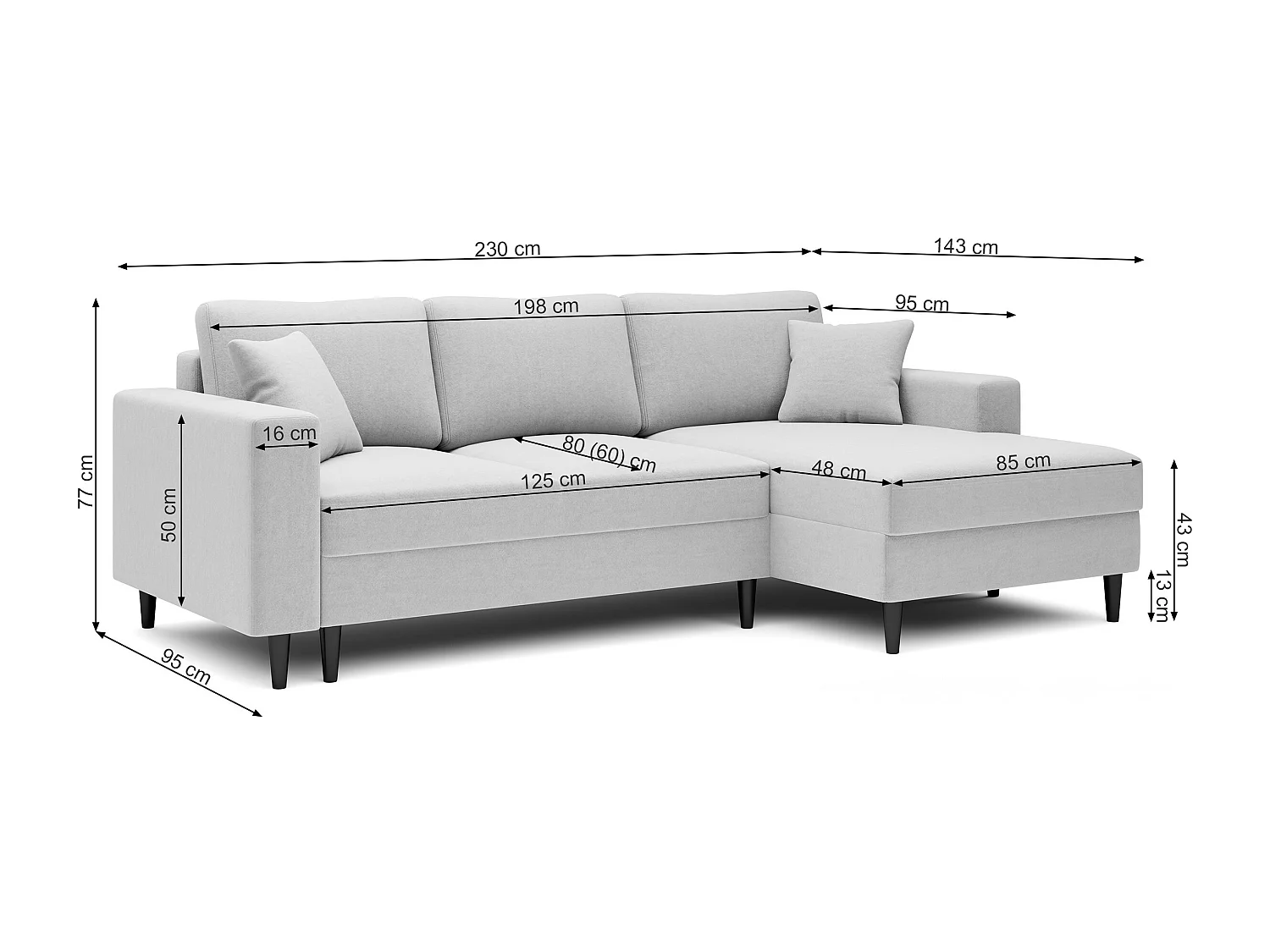 Canapé d'angle - 230 cm - en L avec un coffre de rangement - velours hydrophobe - crème - côté gauche - NALIKA