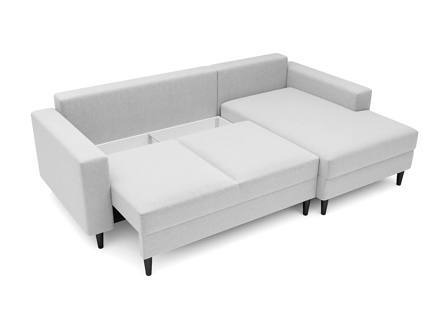 Canapé d'angle - 230 cm - en L avec un coffre de rangement - velours hydrophobe - crème - côté gauche - NALIKA