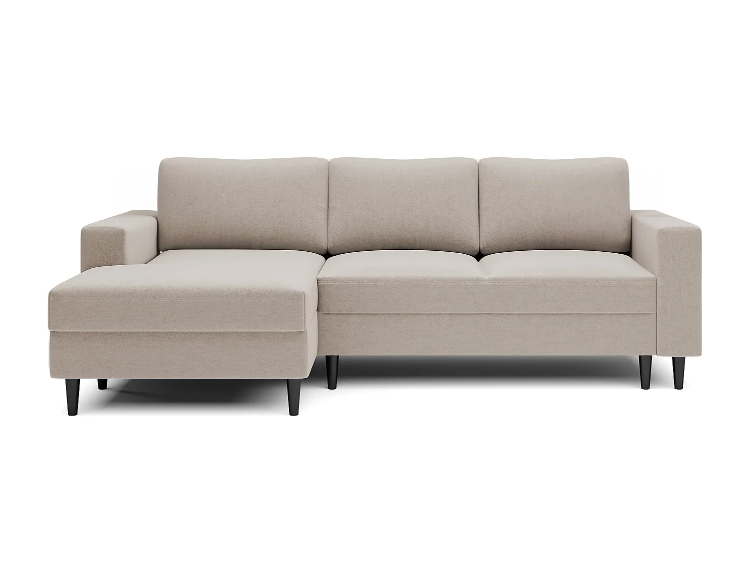 Ecksofa - 230 cm - L-Form mit Staufach - wasserabweisender Samt - beige - linke Seite - NALIKA