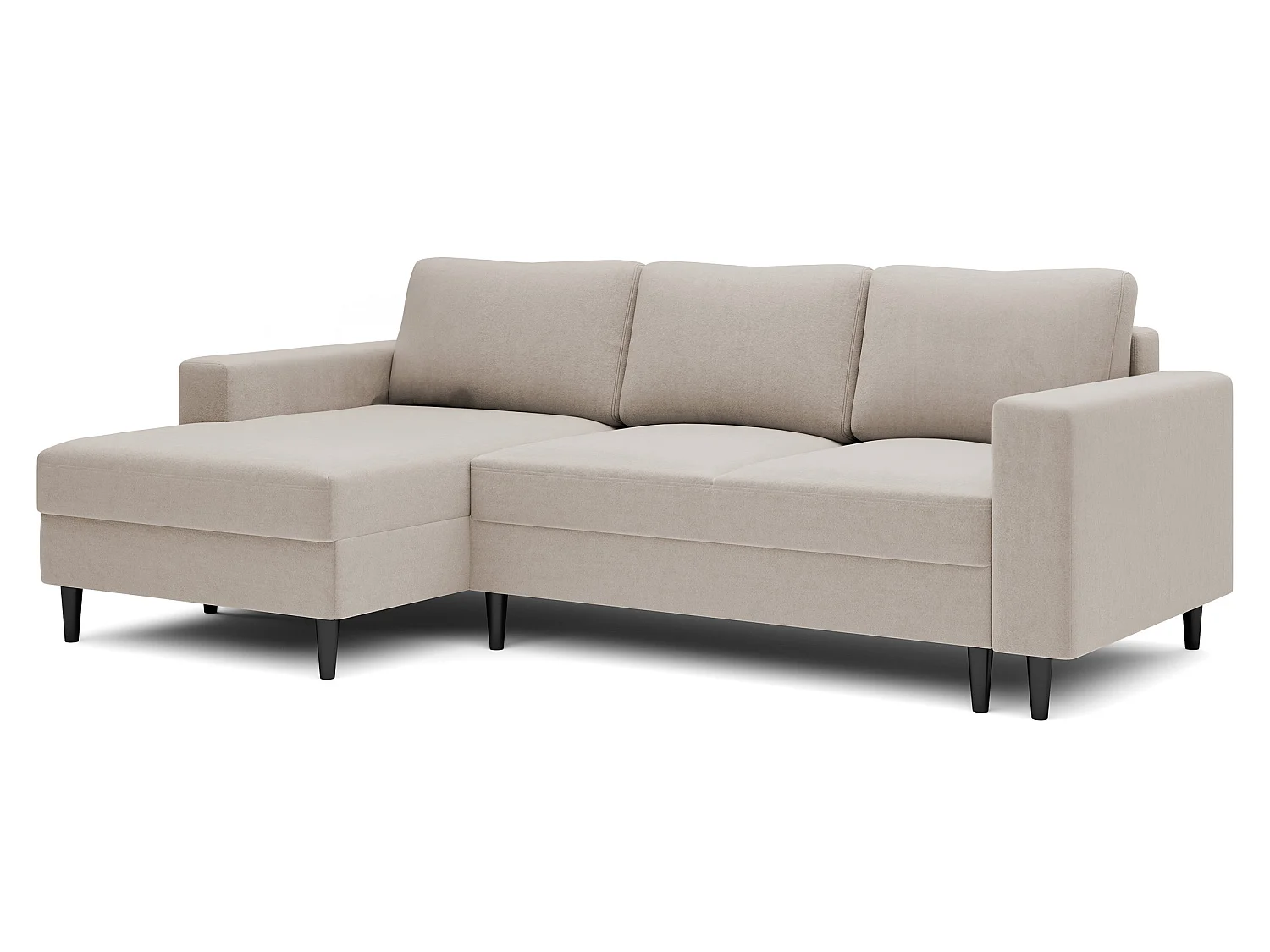 Ecksofa - 230 cm - L-Form mit Staufach - wasserabweisender Samt - beige - linke Seite - NALIKA