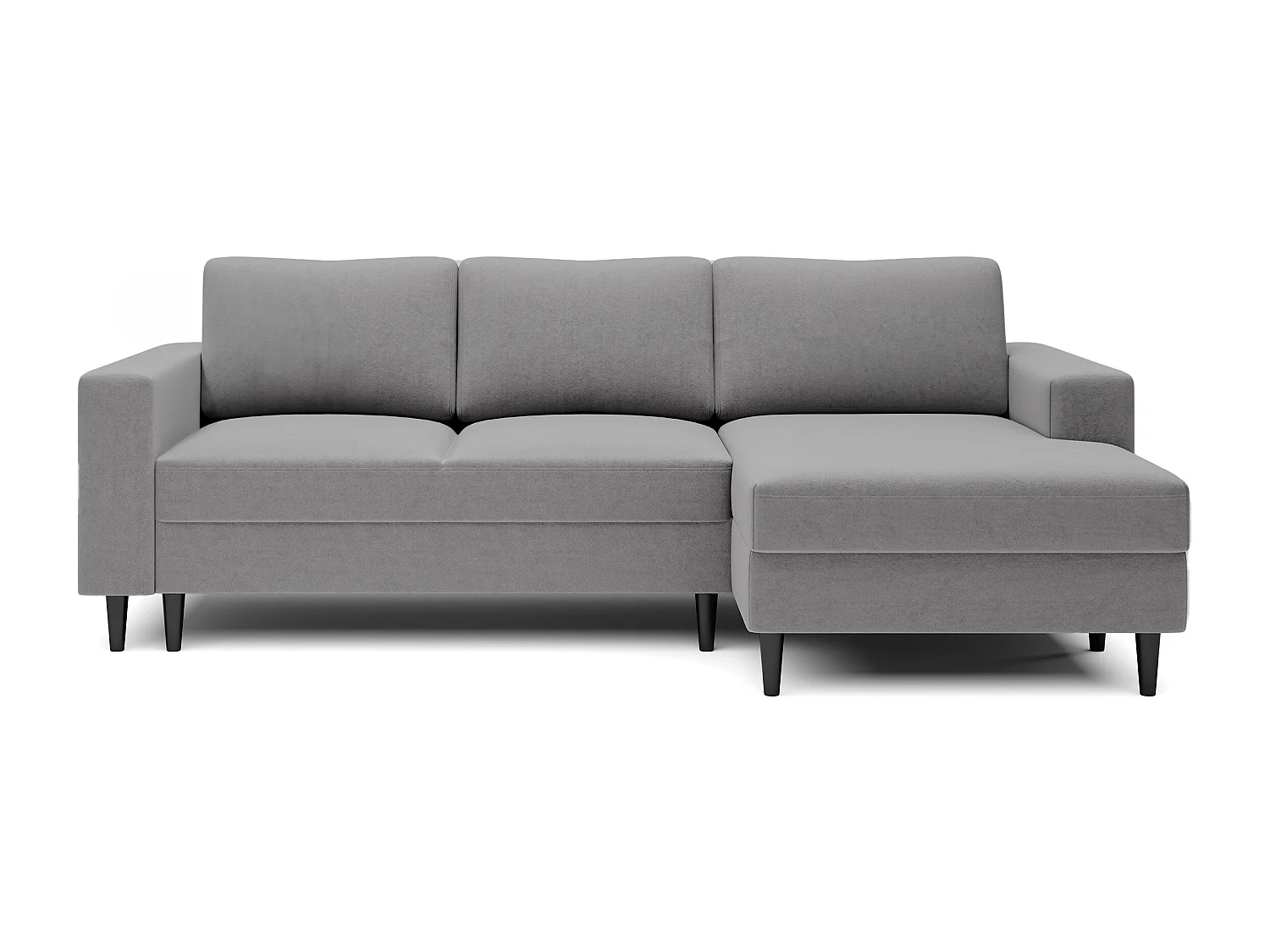 Canapé d'angle - 230 cm - en L avec un coffre de rangement - velours hydrophobe - gris - côté droit - NALIKA