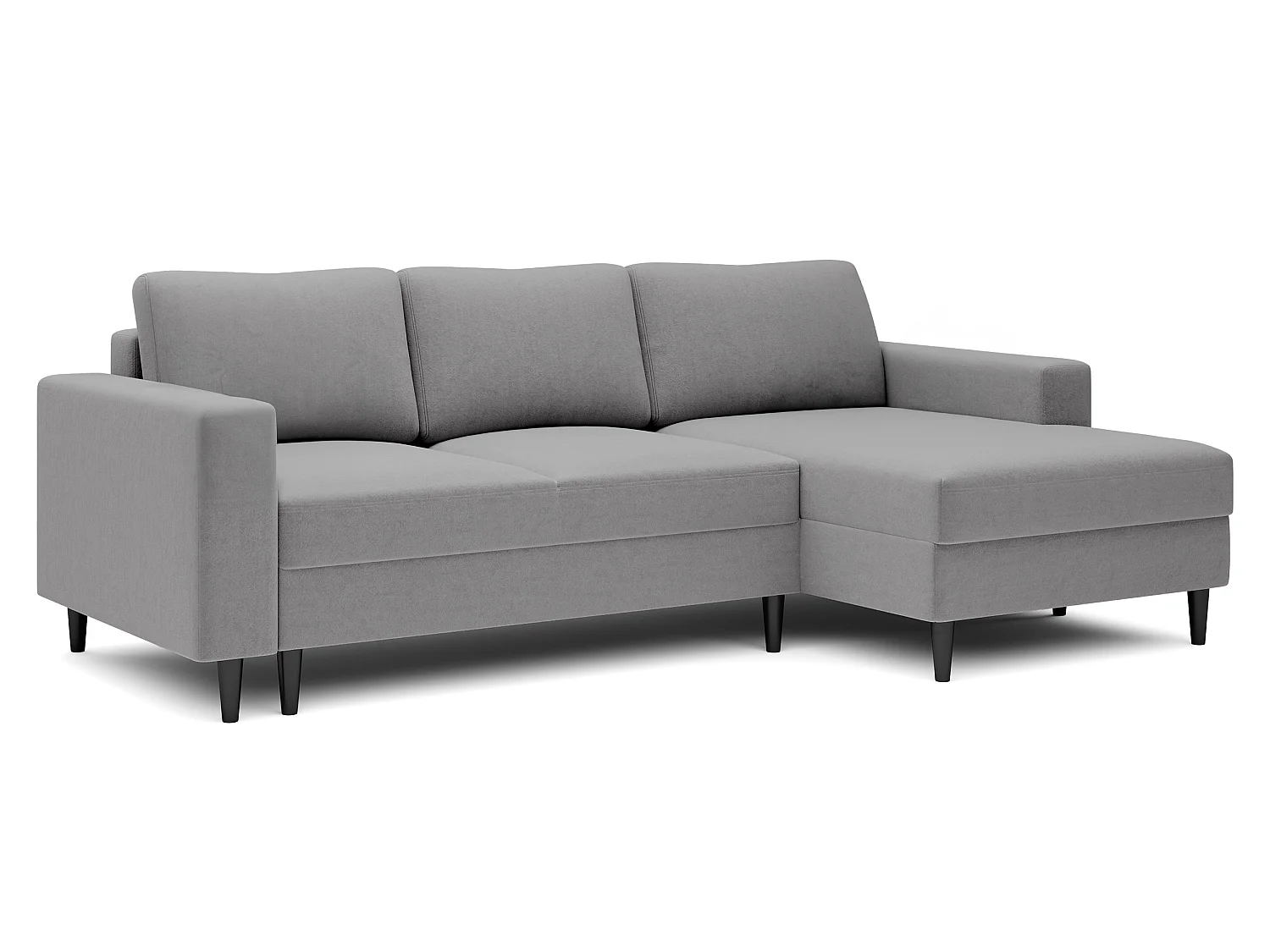 Ecksofa - 230 cm - L-Form mit Staufach - hydrophober Samt - grau - rechte Seite - NALIKA