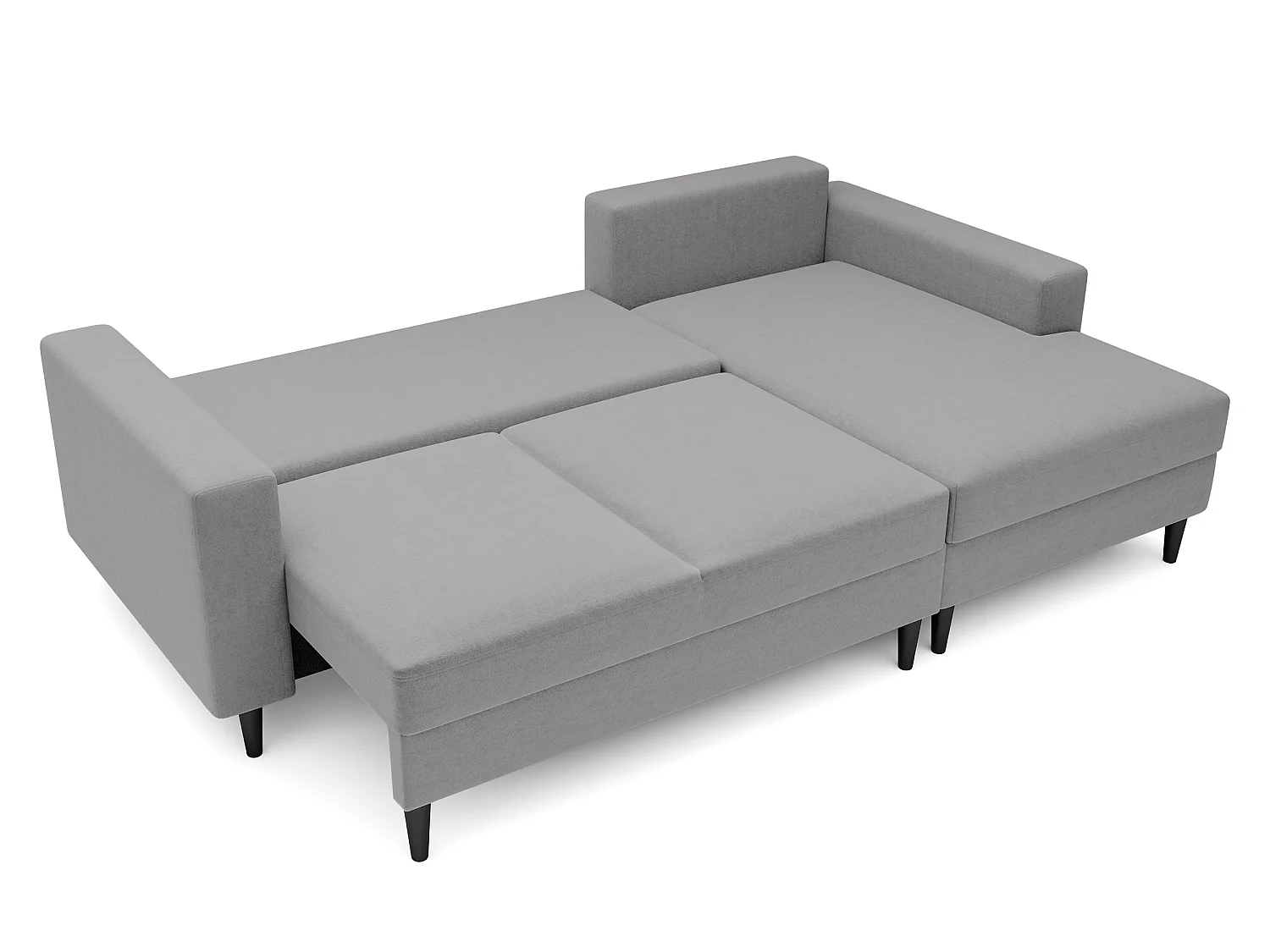 Ecksofa - 230 cm - L-Form mit Staufach - hydrophober Samt - grau - rechte Seite - NALIKA