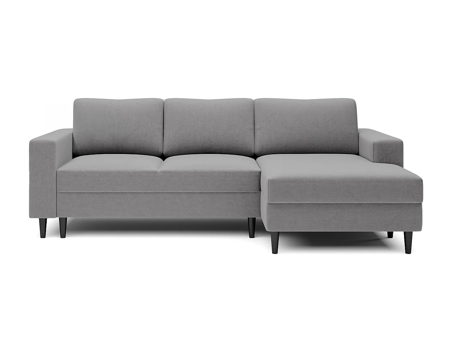 Canapé d'angle - 230 cm - en L avec un coffre de rangement - velours hydrophobe - gris - côté droit - NALIKA