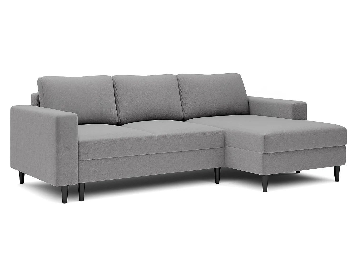 Canapé d'angle - 230 cm - en L avec un coffre de rangement - velours hydrophobe - gris - côté droit - NALIKA