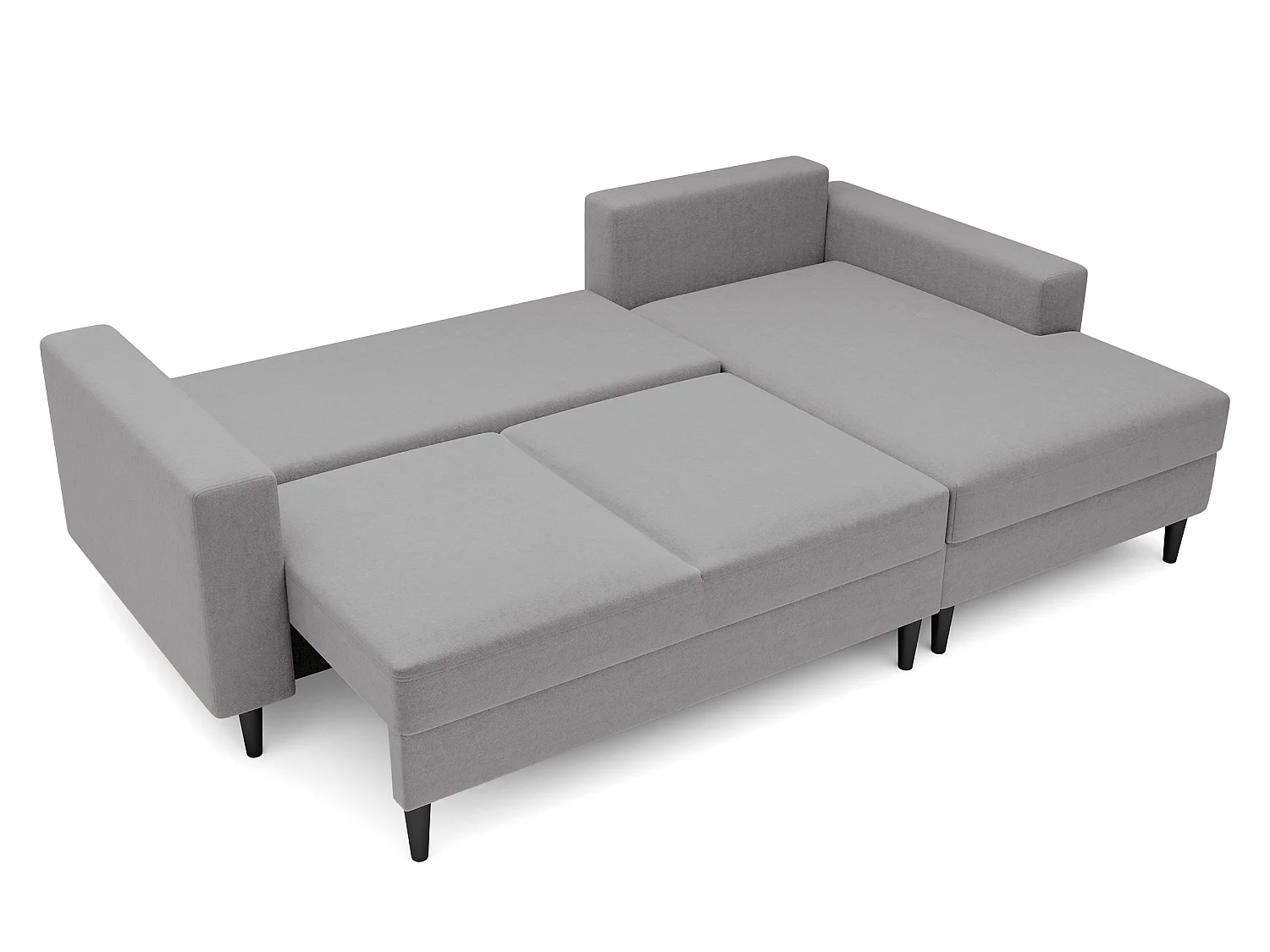 Canapé d'angle - 230 cm - en L avec un coffre de rangement - velours hydrophobe - gris - côté droit - NALIKA