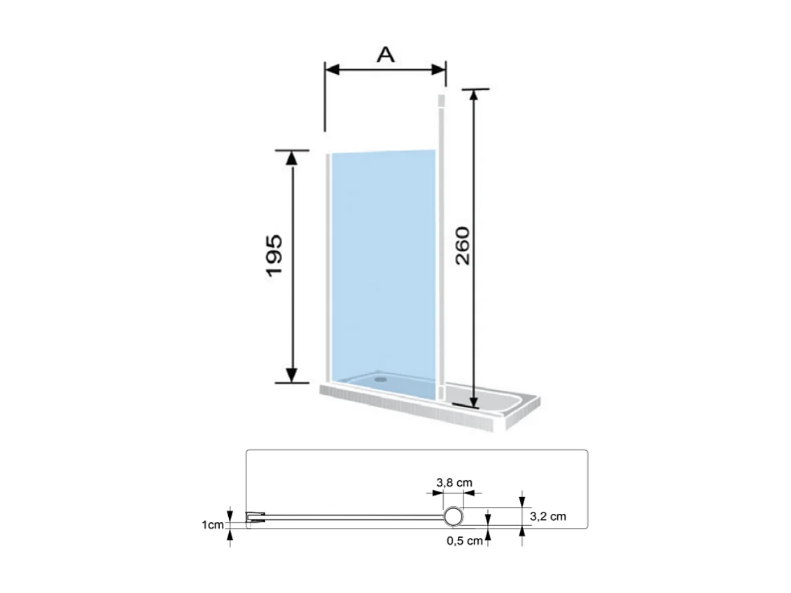 Paroi de douche fixe FRESH LEVANTE profil noir mat 70 cm Sans sérigraphie