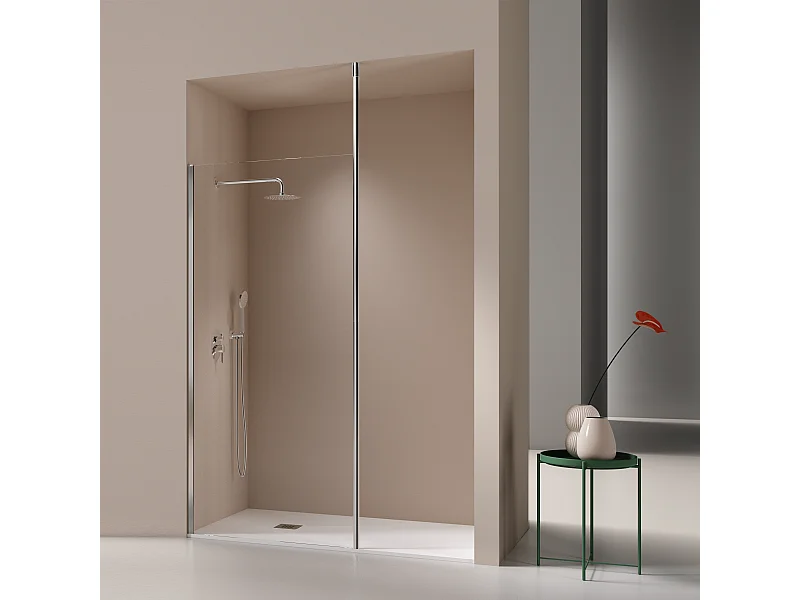 Paroi de douche fixe FRESH LEVANTE profil chromé 80 cm Sans sérigraphie