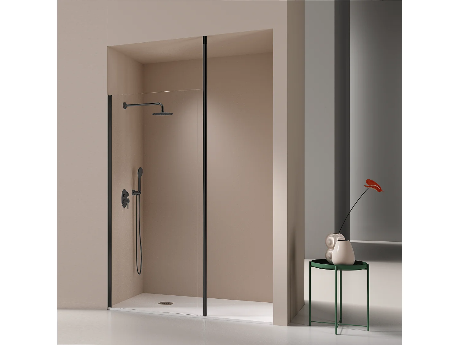 Panel fijo de ducha 80-81 cm FRESH LEVANTE Negro Cristal transparente