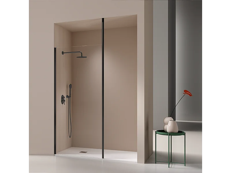 Panel fijo de ducha 80-81 cm FRESH LEVANTE Negro Cristal transparente