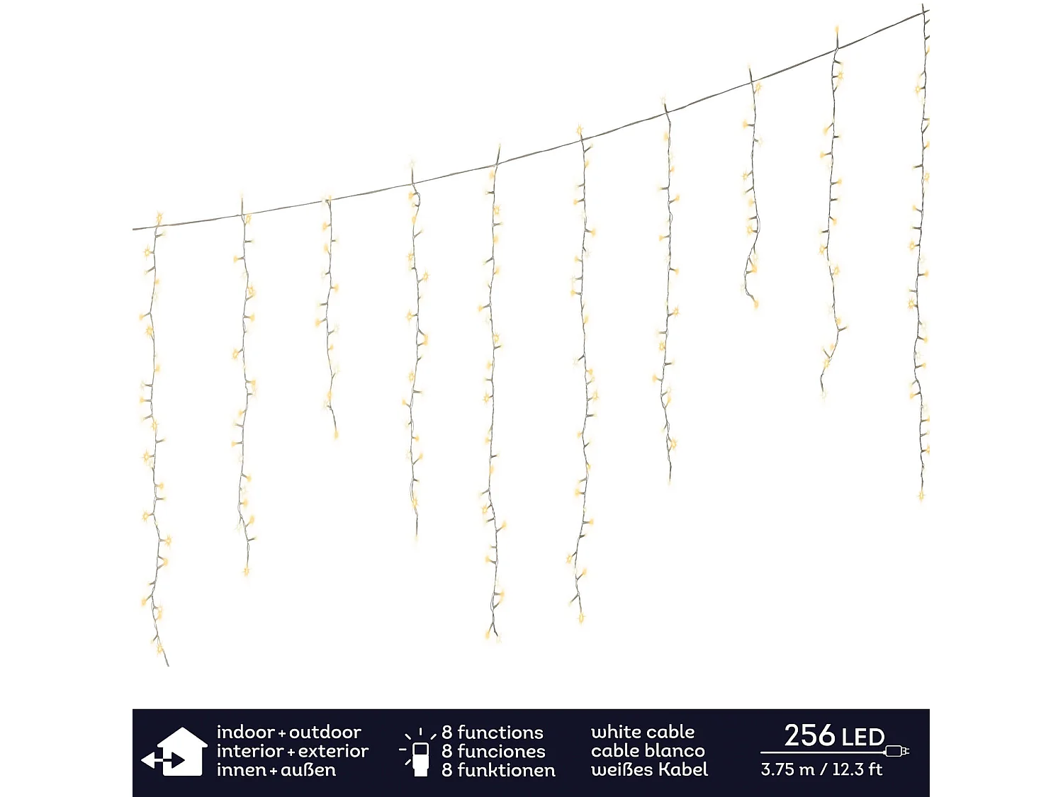 Cascade de Lumières 256 LED Rebecca Mobili Lunaria 60x375 Plastique Cuivre Blanc Chaud