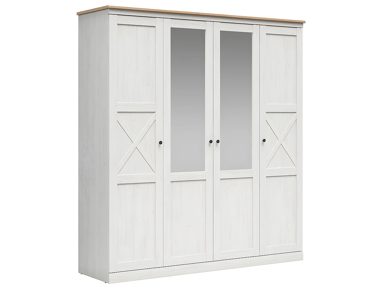 Armoire 4 portes Victoria Blanc et Bois