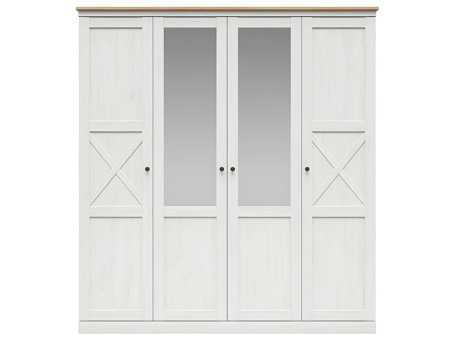 4-türiger Kleiderschrank Victoria Weiß und Holz