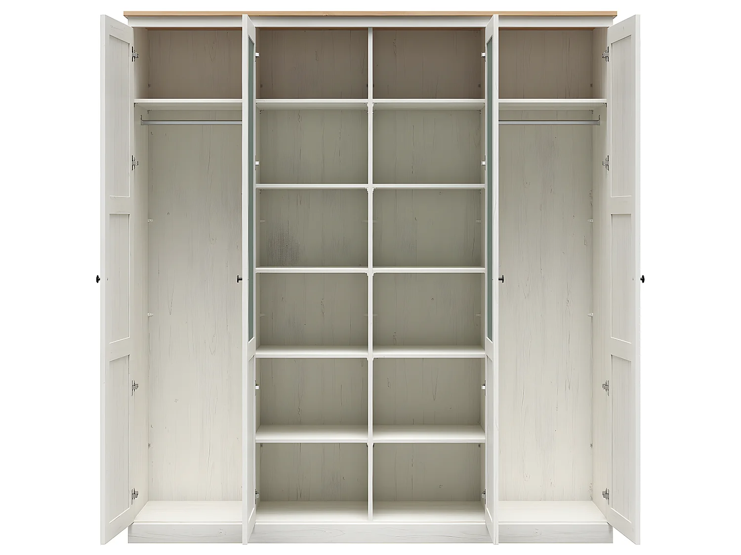 4-türiger Kleiderschrank Victoria Weiß und Holz