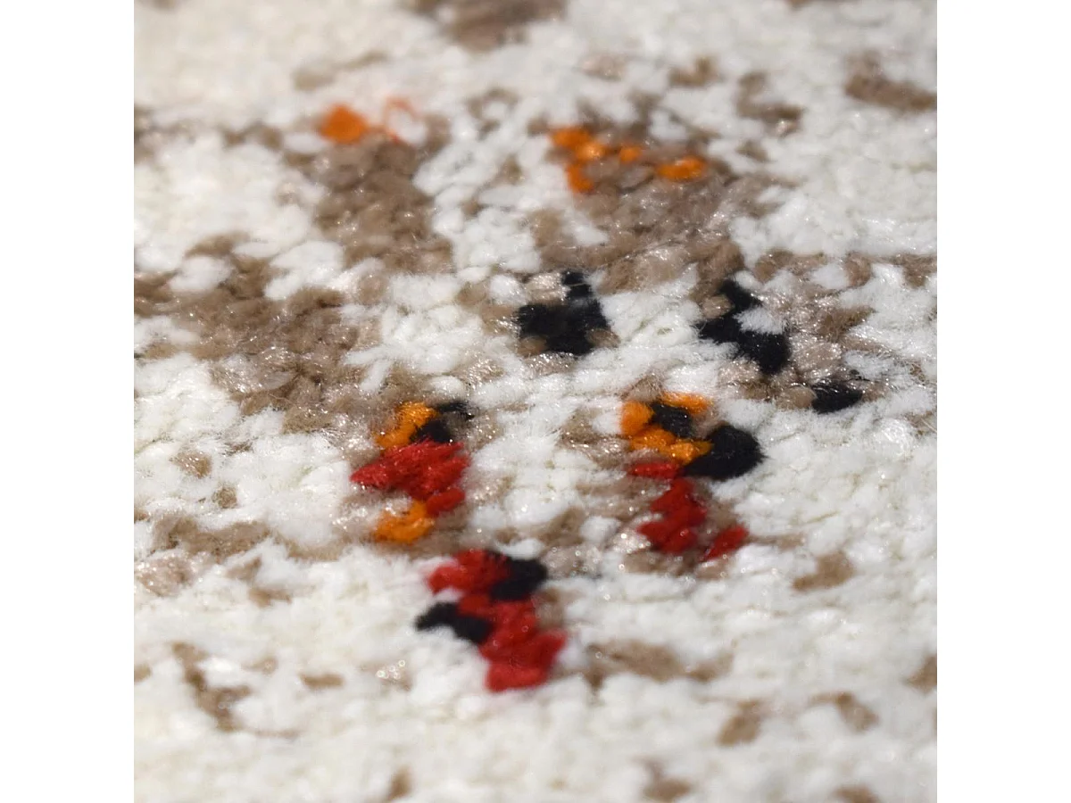 Tapis berbère carré 160X160 tissé motifs tribaux LYN8 MORA crème