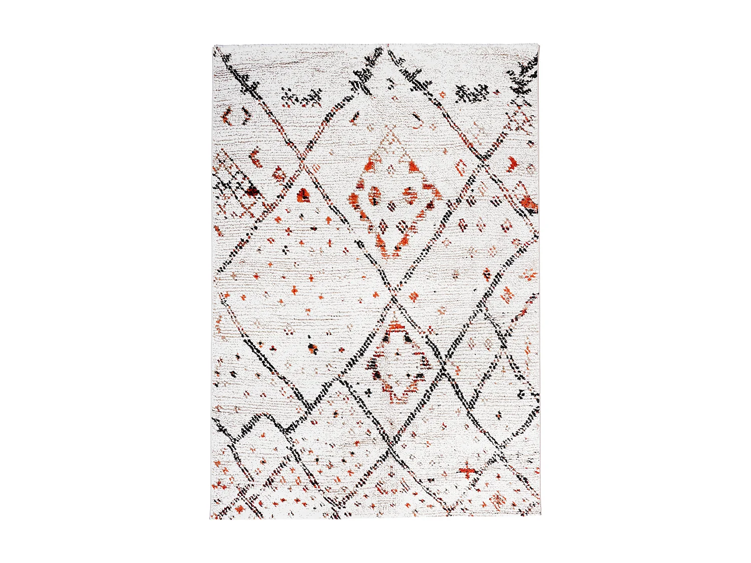 Tapis berbère carré 160X160 tissé motifs tribaux LYN8 MORA crème