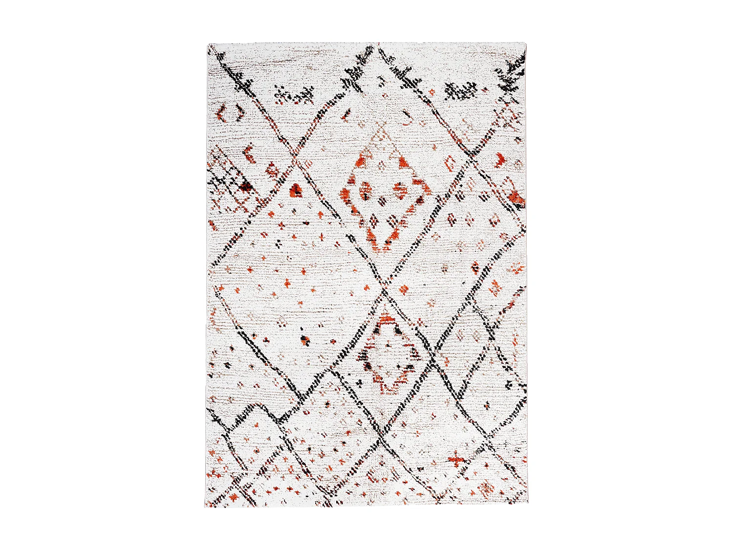 Tapis berbère carré 160X160 tissé motifs tribaux LYN8 MORA crème