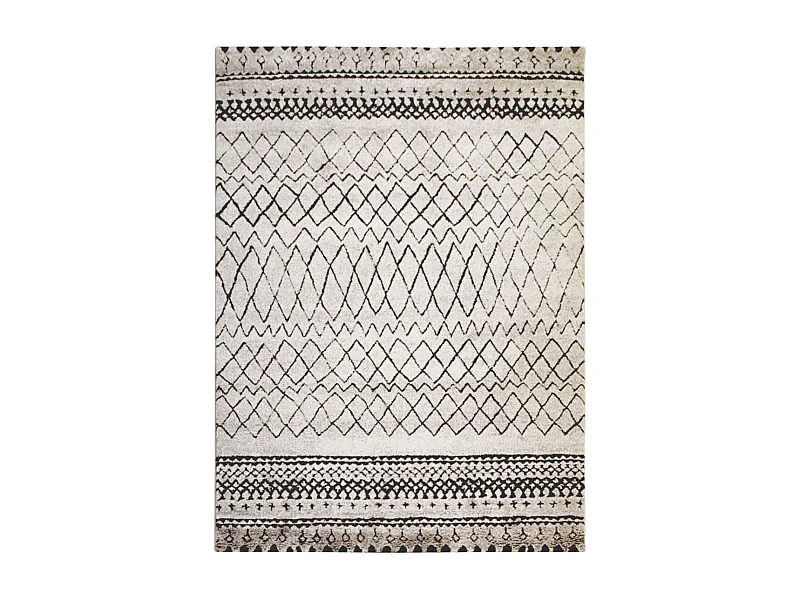 Tapis berbère 60x110 tissé motifs tribaux LYN8  MABAL crème