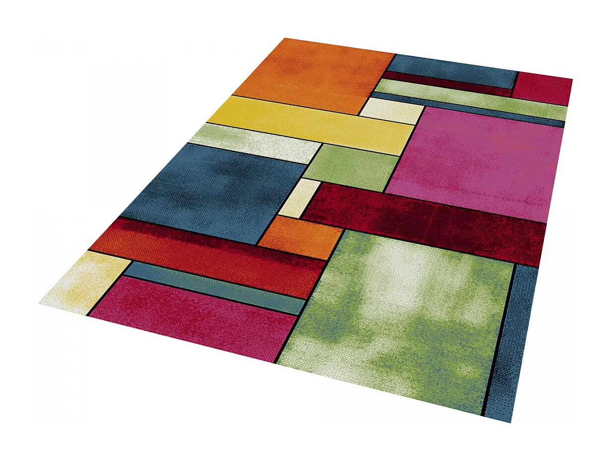 tapis couloir 40x60 tissé mutlicolore rectangle motif géométrique LYN8 GEOME