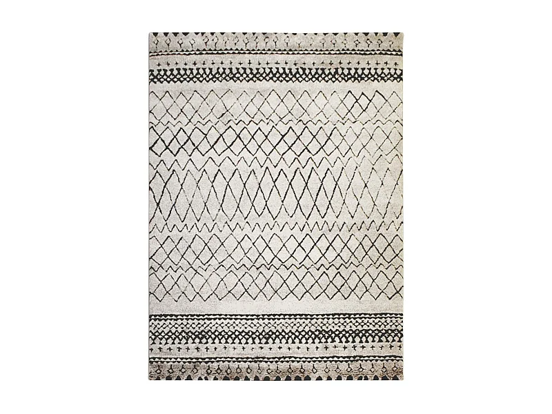 Tapis berbère 120x170 tissé motifs tribaux LYN8  MABAL crème