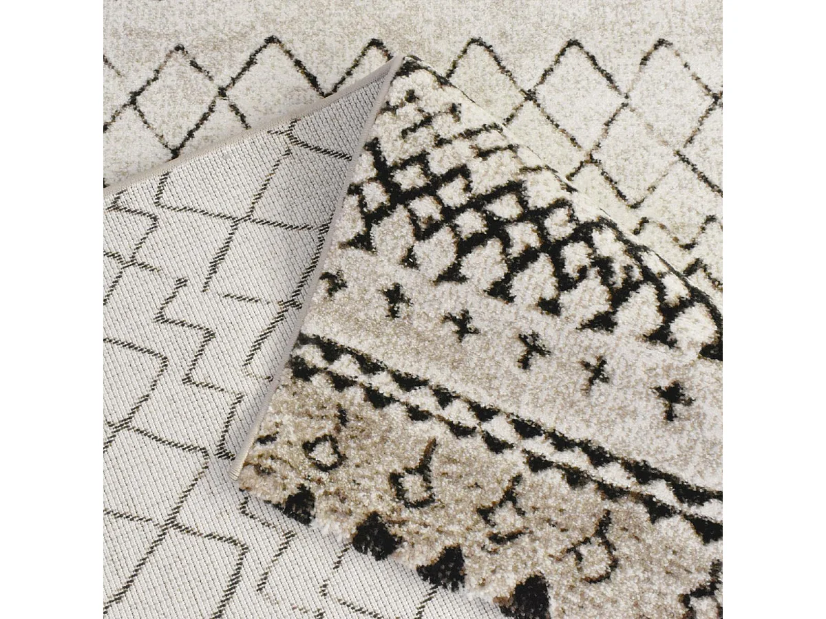 Tapis berbère 80x150 tissé motifs tribaux LYN8  MABAL crème