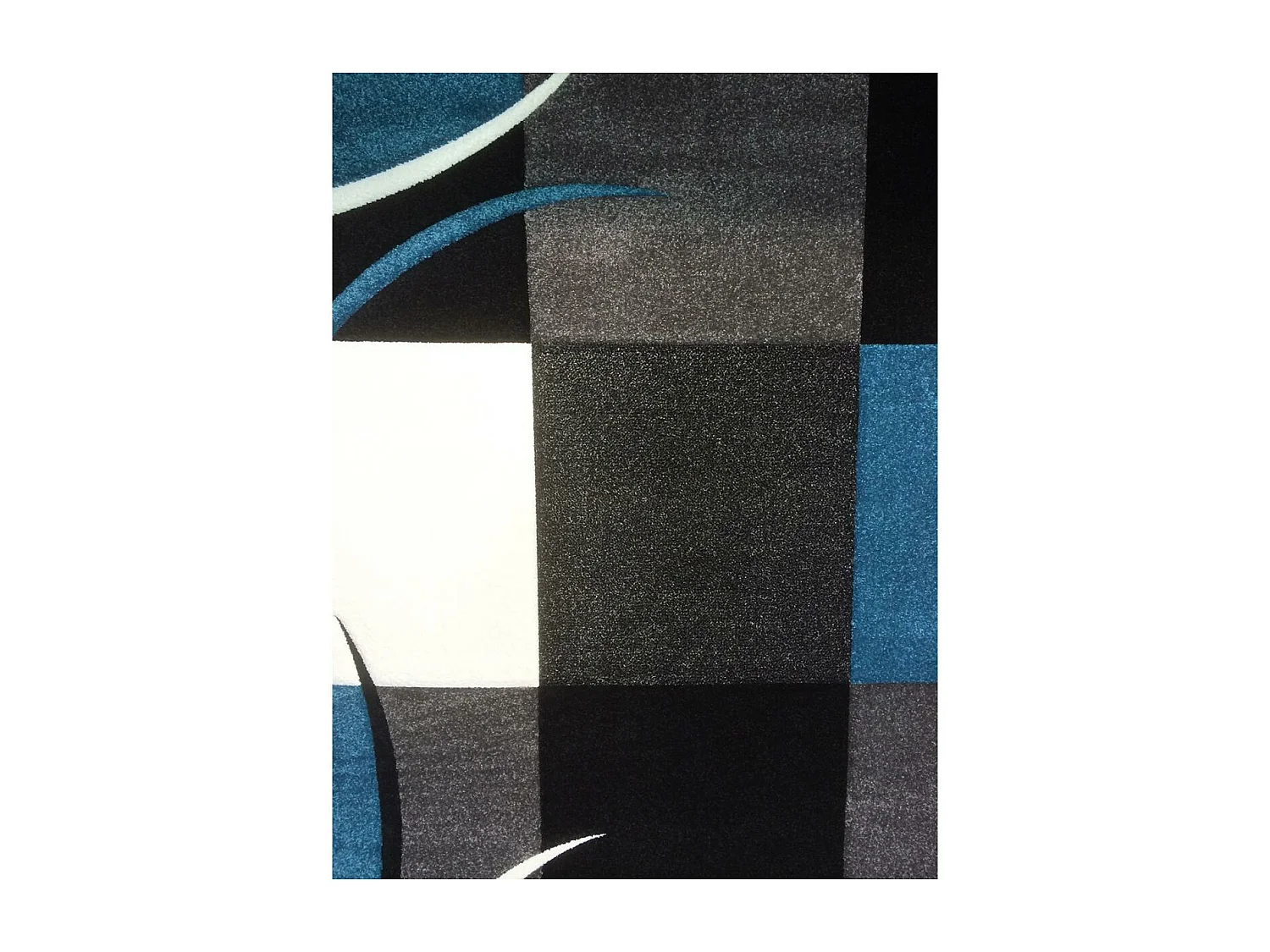 tapis grand salon 280x380 tissé bleu rectangle motif damier LYN8 COMMA