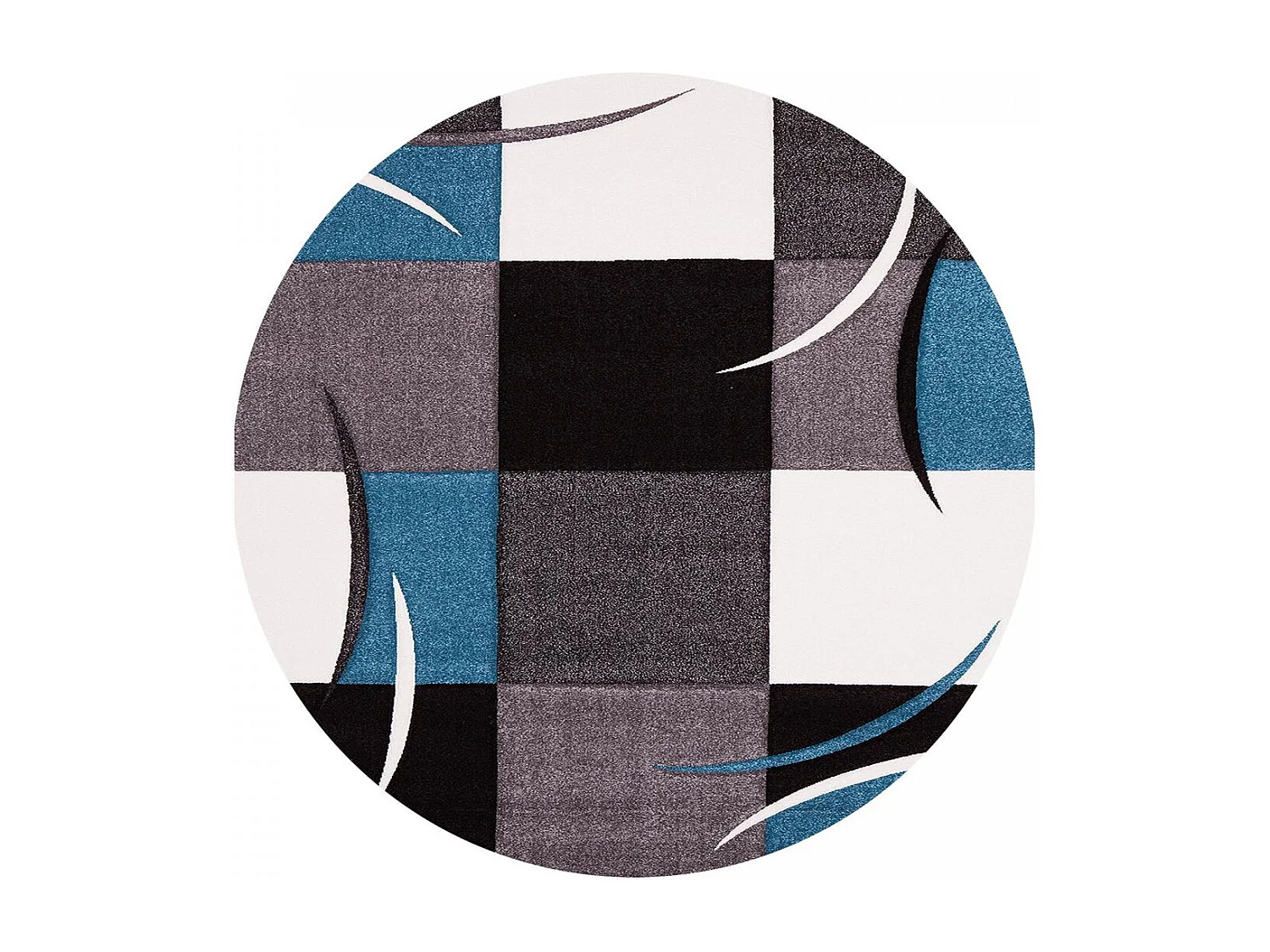 tapis grand salon 280x380 tissé bleu rectangle motif damier LYN8 COMMA