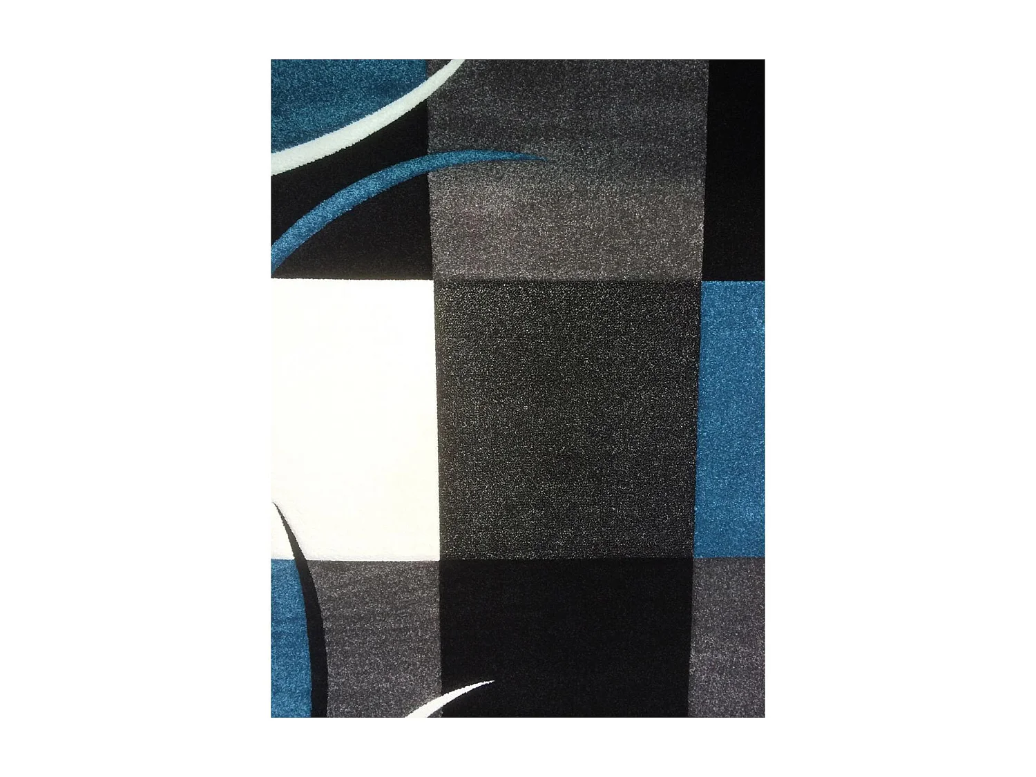 tapis grand salon 280x380 tissé bleu rectangle motif damier LYN8 COMMA