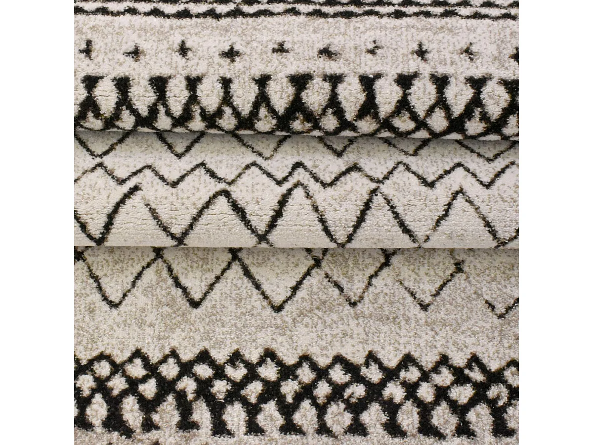 Tapis berbère 40x60 tissé motifs tribaux LYN8  MABAL crème