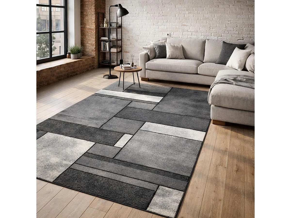 tappeto open space 200x290 intrecciato rettangolo grigio disegno geometrico GEOME
