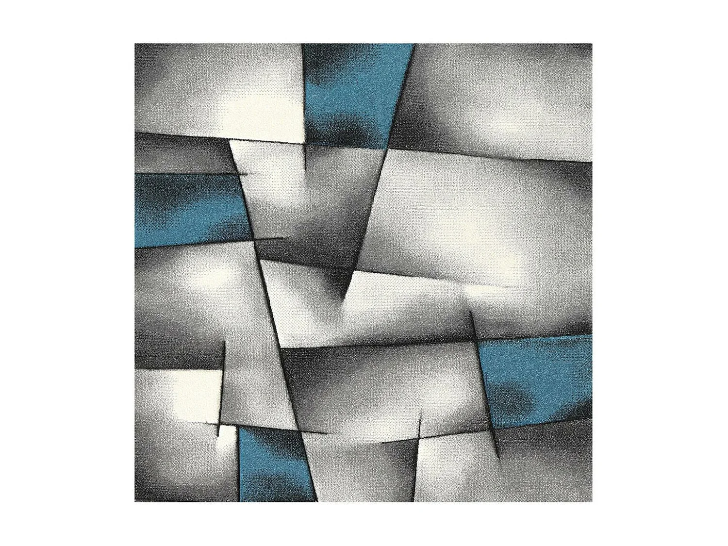 tapis salle de réception 200x290 tissé turquoise rectangle motif géométrique