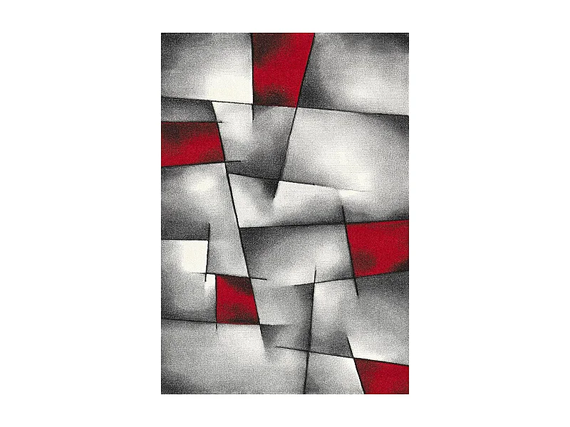 tapis entrée 40x60 tissé rouge rectangle motif géométrique LYN8 ULTIMA