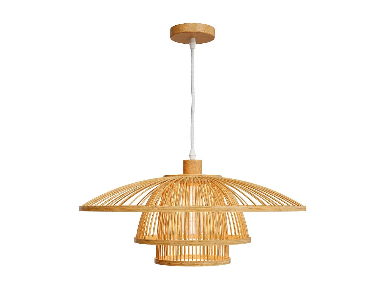 Lámpara de techo de bambú natural y metal D50 cm - Mirabel