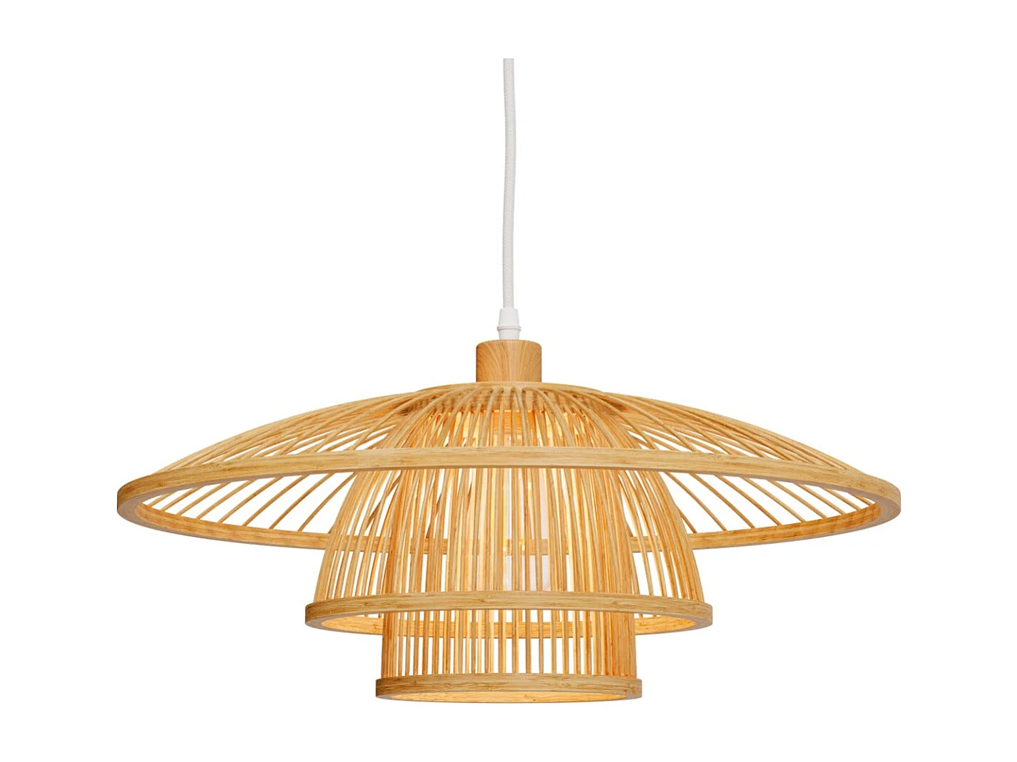 Lámpara de techo de bambú natural y metal D50 cm - Mirabel