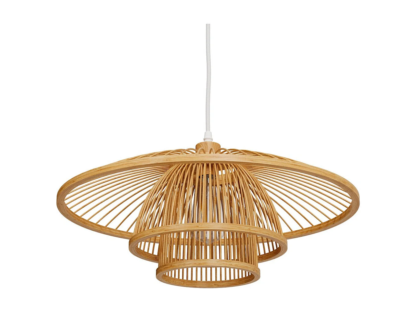 Lámpara de techo de bambú natural y metal D50 cm - Mirabel