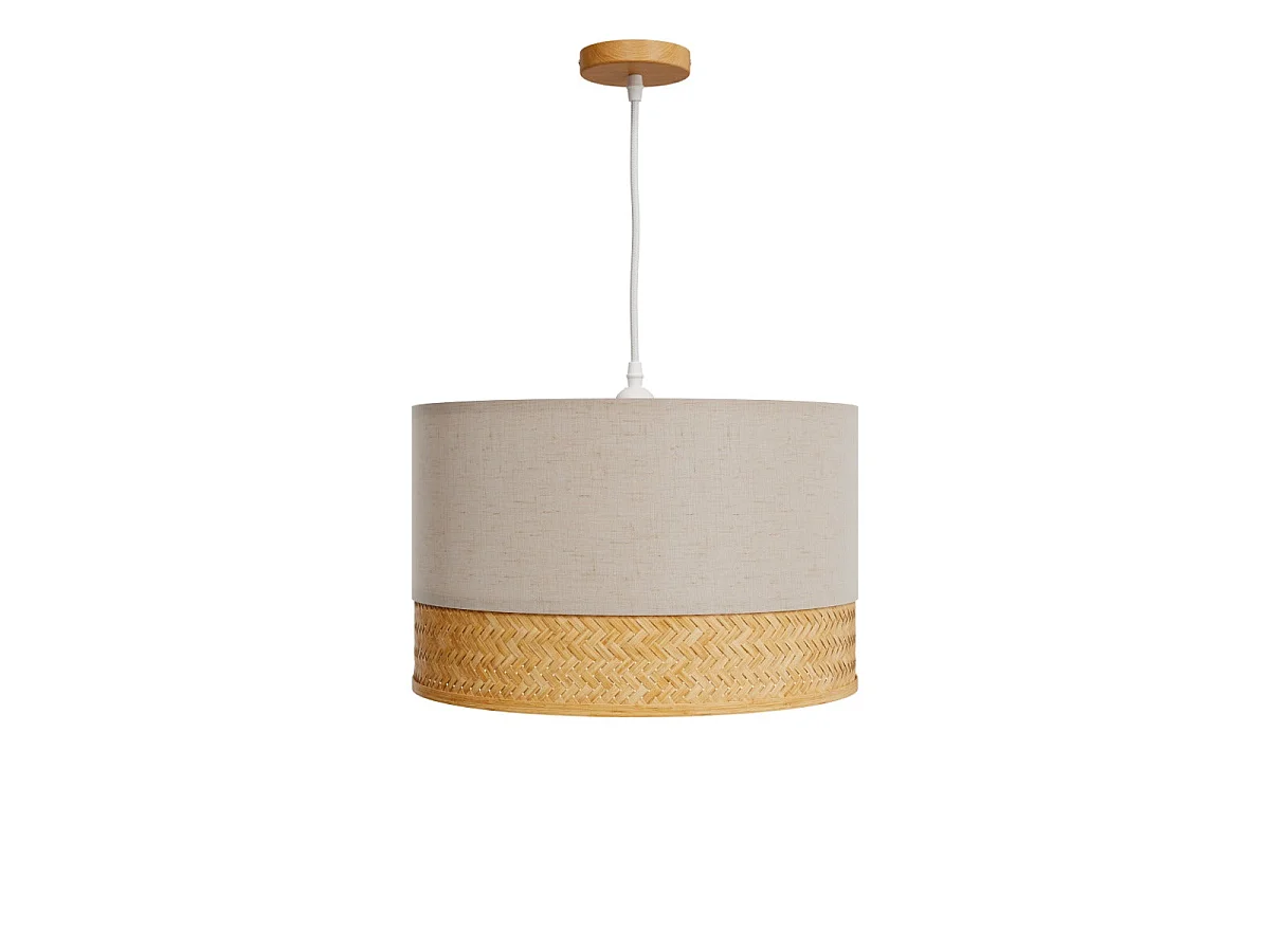 Lámpara colgante de bambú natural, papel y metal D40 cm - Baikal