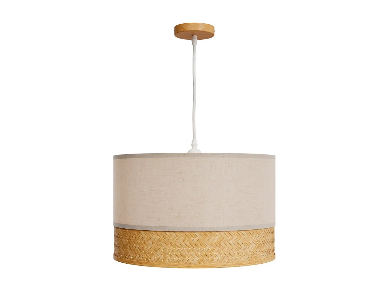 Lámpara colgante de bambú natural, papel y metal D40 cm - Baikal