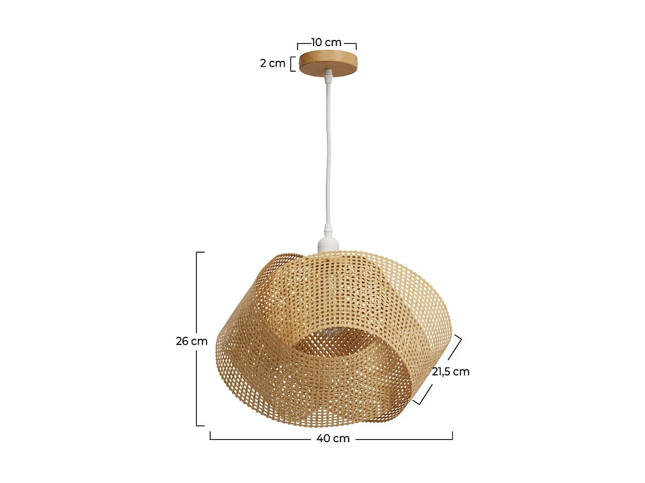 Lampada a sospensione in bambù naturale e metallo D40 cm - Orta