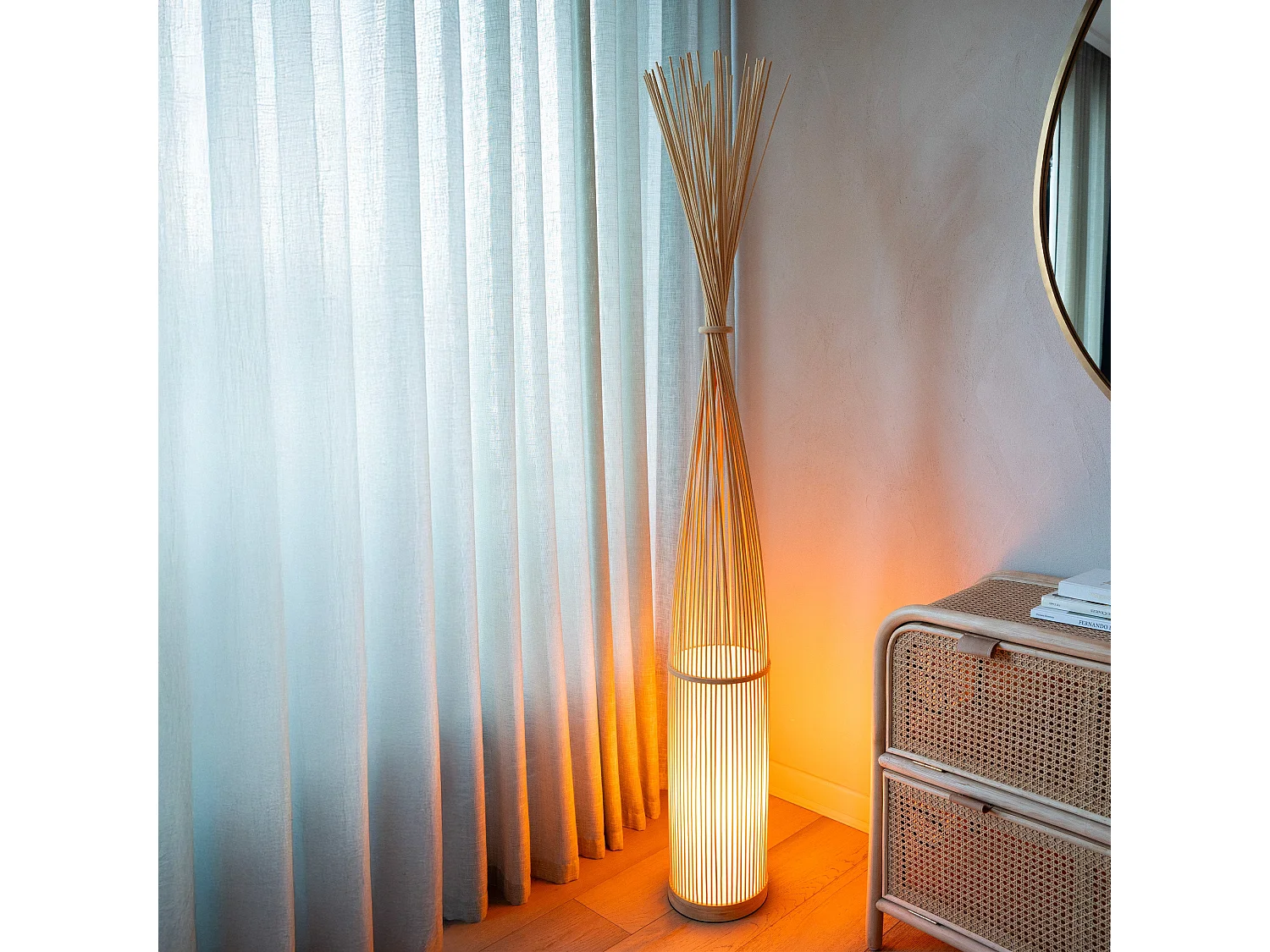 Lampadaire en bambou naturel - Huron