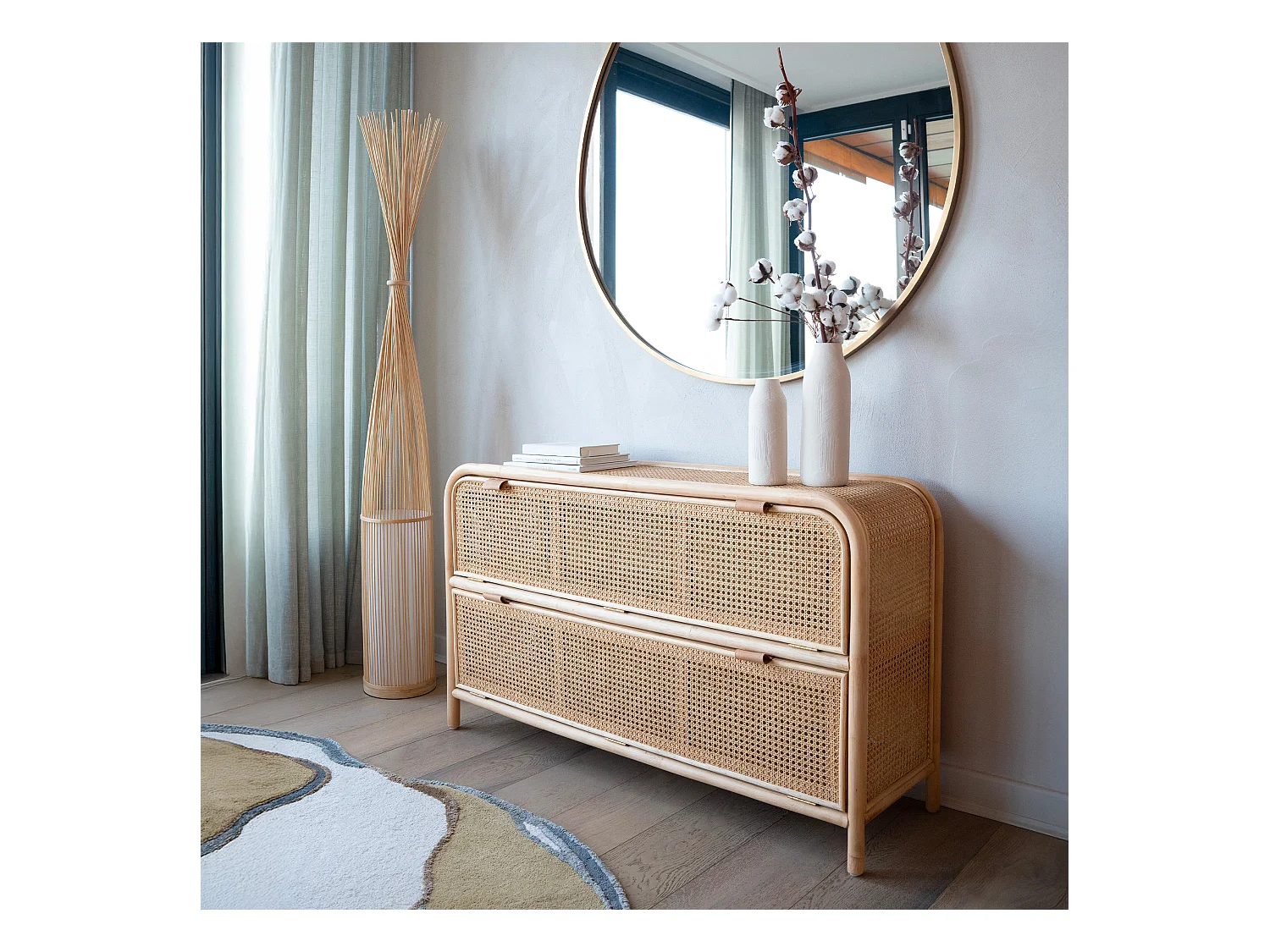 Lámpara de pie de bambú natural - Huron